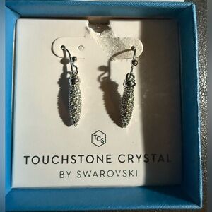 Touchstone By Swarovski Spiked Earrings In Silver, Retired, HARD TO FIND, NIB.